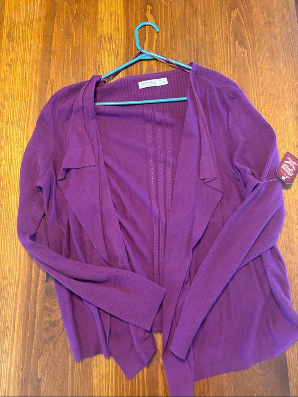 Faded Glory Plum Open-Front Cardigan